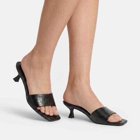 Sandale pour femme avec bride et talon assortis, Noir
