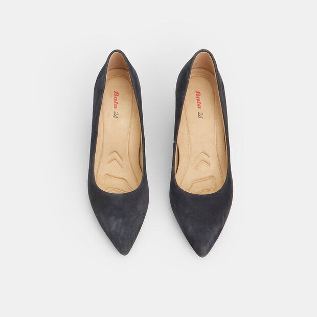 Chaussures &agrave; talons pour femme Bata 24H en cuir velours, Bleu