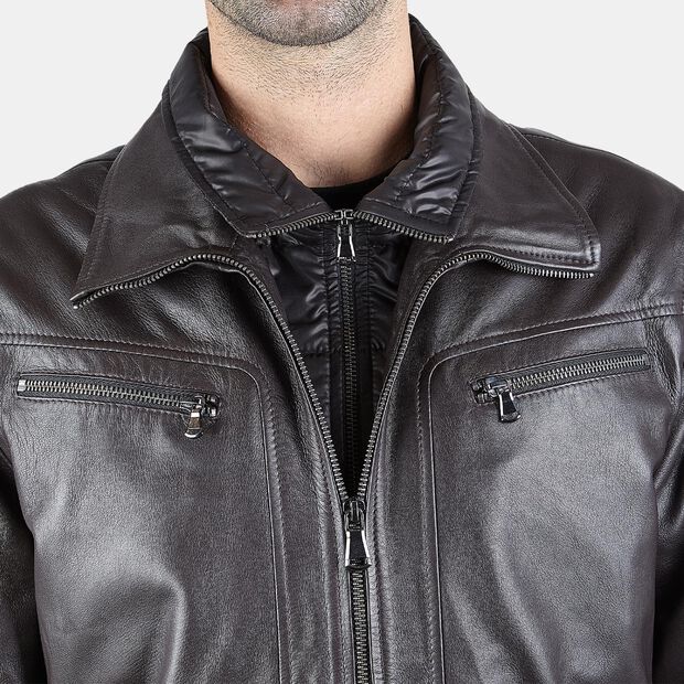 Blouson homme en cuir, Marron
