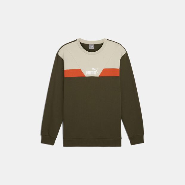 Sweat pour homme PUMA POWER Colorblock Crew FL, Vert