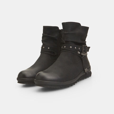 Bottines pour femme avec sangle et boucle, Noir
