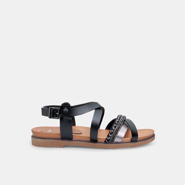 Sandales pour femme avec bande en corde et strass, 