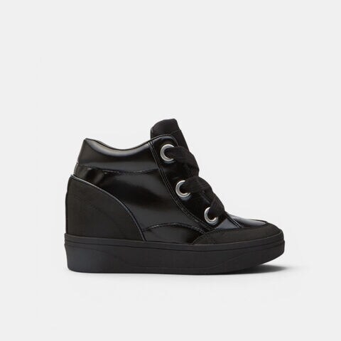Baskets pour femme &agrave; semelle compens&eacute;e Bata, Noir