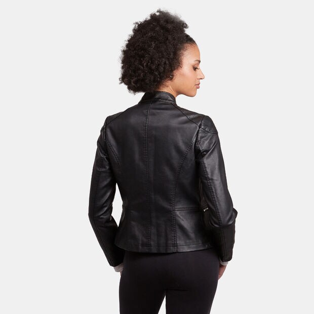Blouson moto pour femme, Noir