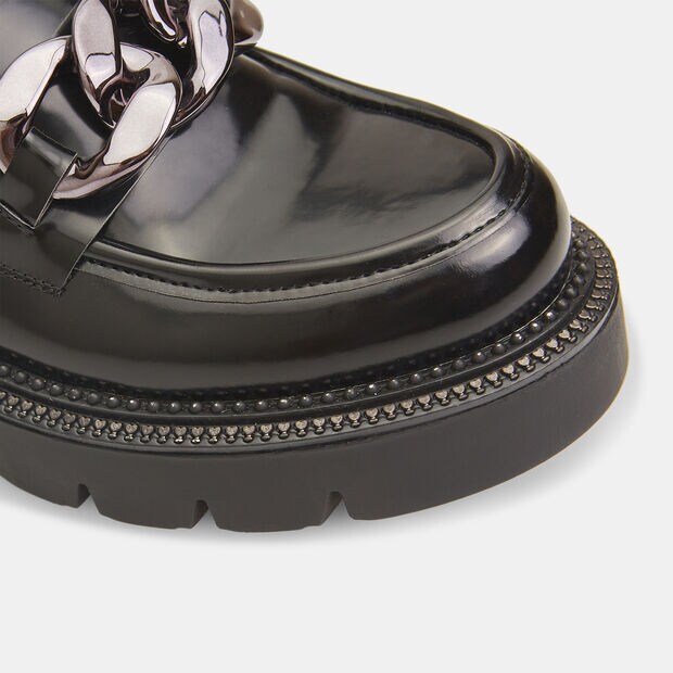 Mocassins pour femme Bata Red Label avec cha&icirc;ne et talon de 4,7 cm, Noir