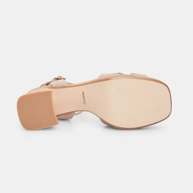 Sandales en daim pour femme avec talon de 7 cm et plateforme de 1 cm BATA, Marron