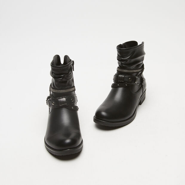 Bottines motardes avec boucle et clous, Noir
