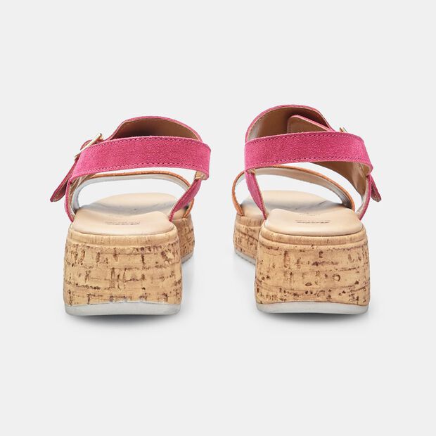 Sandales en daim avec talon compens&eacute; pour femme BATA, Rose