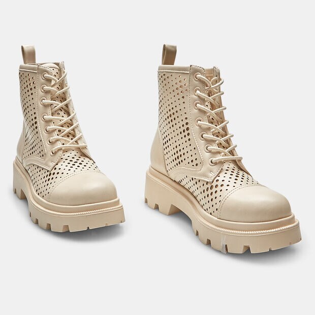 Boots pour femme avec effet cuir ajour&eacute; , 