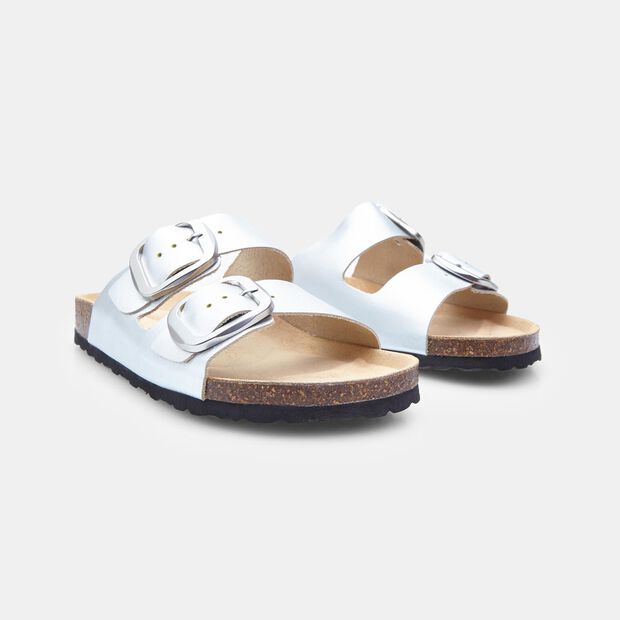 Chaussons en cuir pour femme Bata, Argent