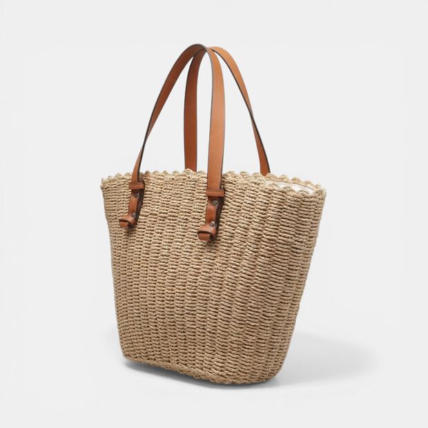 Sac cabas pour femme en raphia Bata, Beige