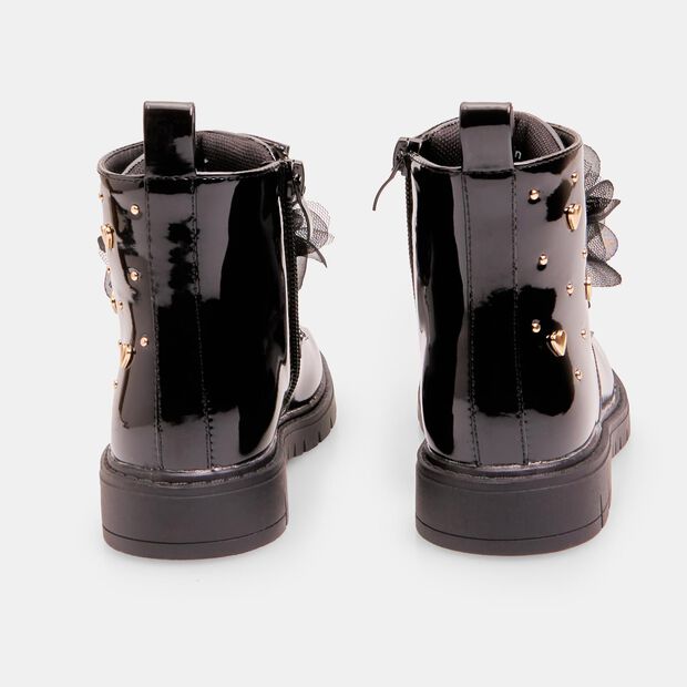 Bottine Bubblegummers pour fille avec coeurs et accessoire amovible, Noir