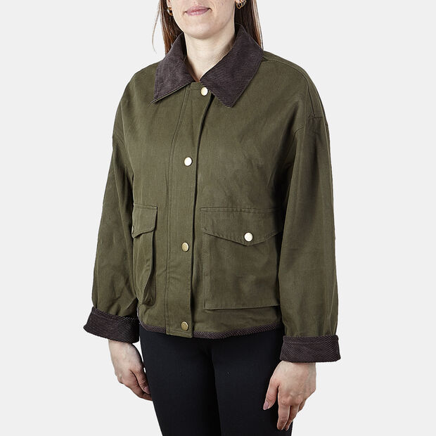 Veste pour femme avec d&eacute;tails en velours, Vert
