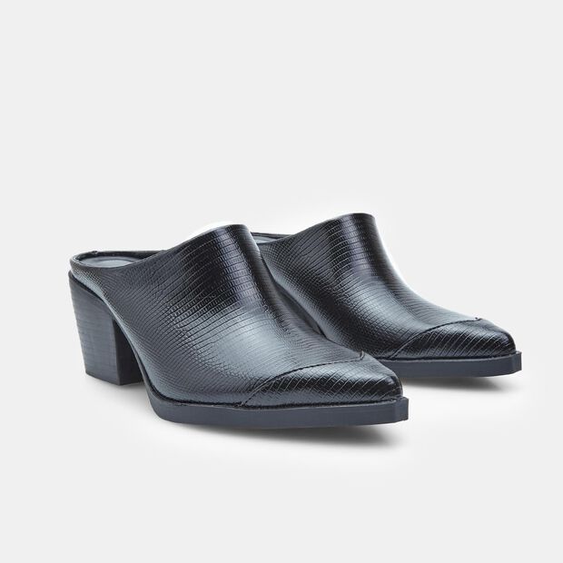 Mules Western &agrave; talons pour femme BATA, Noir