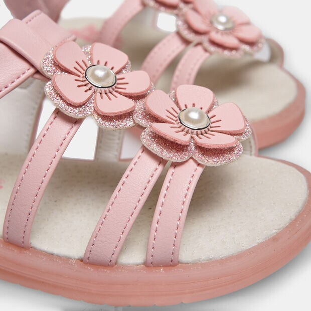 Sandales fille avec fleurs appliqu&eacute;es, 