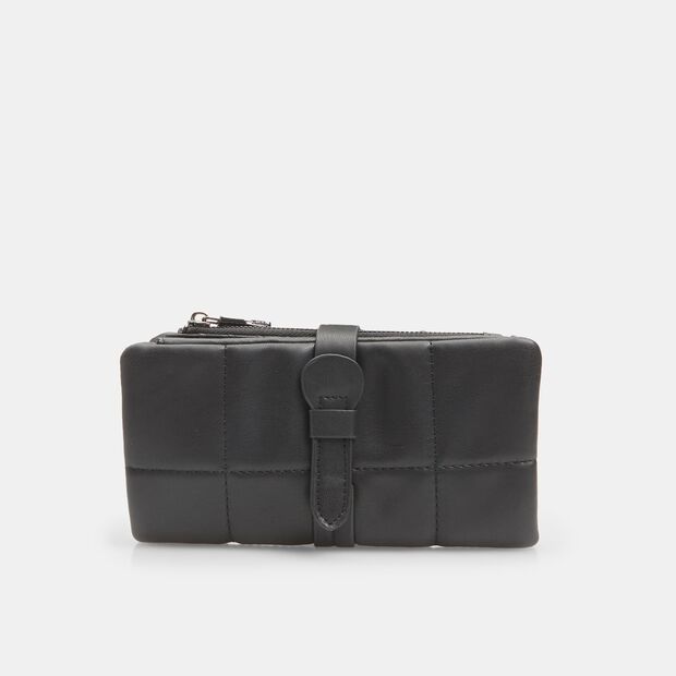 Portefeuille femme &agrave; rabat, Noir