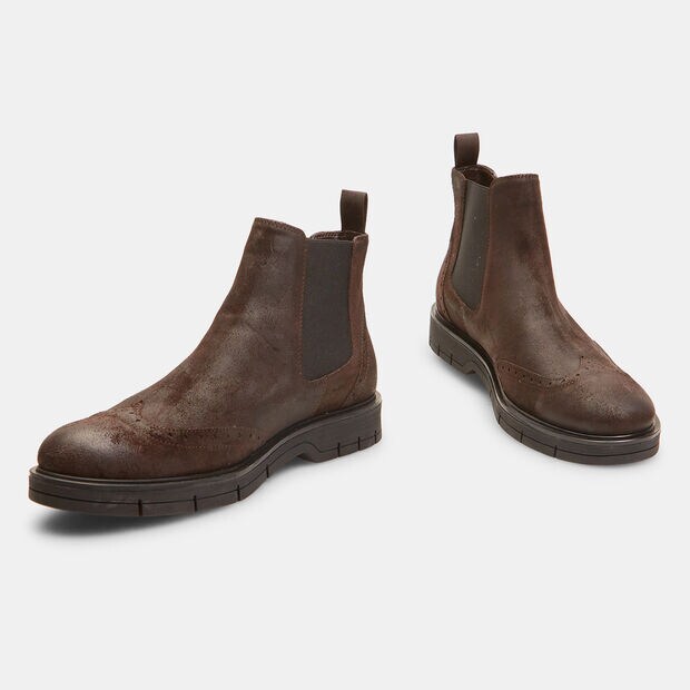 Bottines Chelsea pour homme en cuir velours, 
