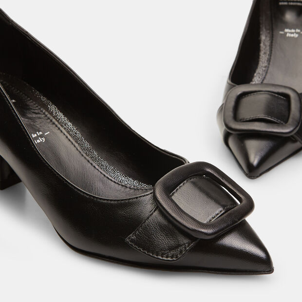 Escarpins avec talon midi et boucle, Noir