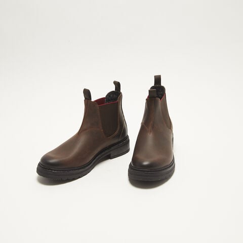 Bottines chelsea en cuir avec semelle track, Marron