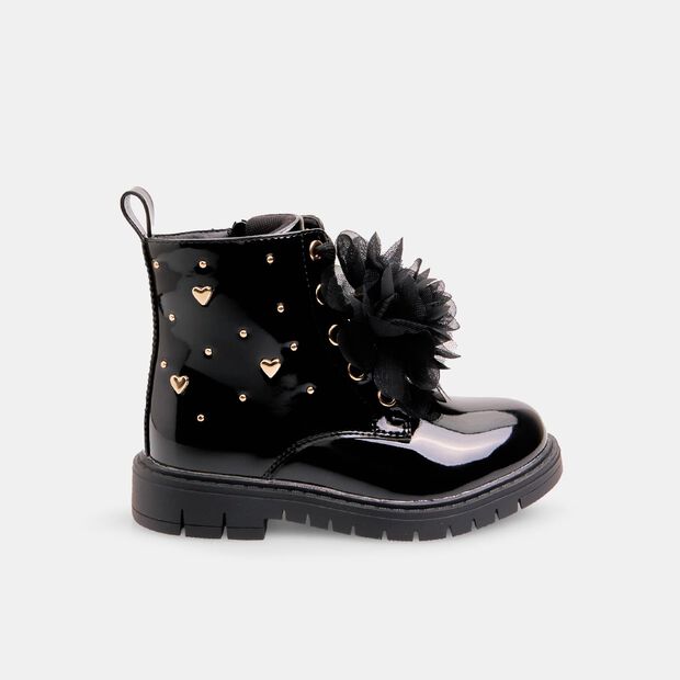 Bottine Bubblegummers pour fille avec coeurs et accessoire amovible, Noir