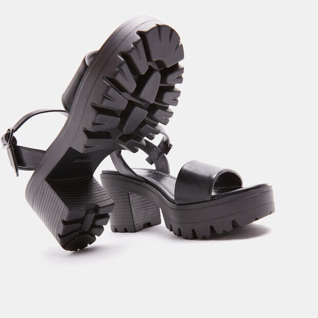 Sandales pour femme avec talon &eacute;pais, Noir