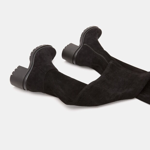 Bottes cuissardes en cuir velours, Noir