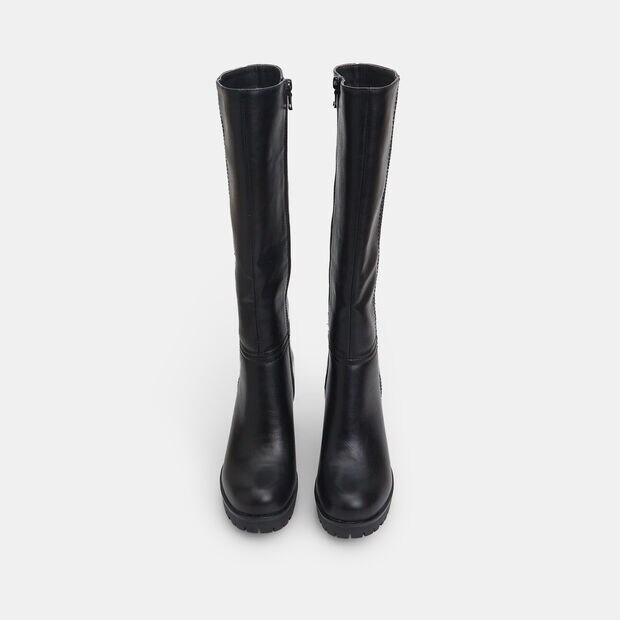 Bottes pour femme &agrave; talon et semelle track, Noir