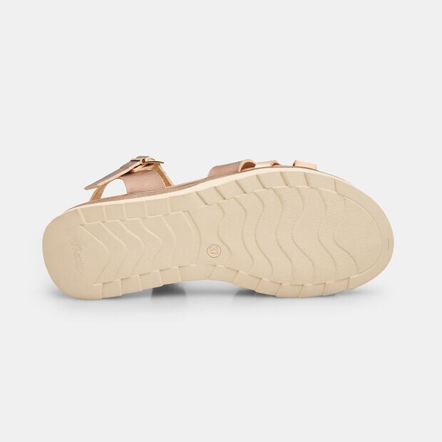 Sandale pour femme avec talon compens&eacute; de 3 cm, Bronze