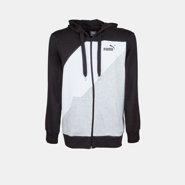 Sweat &agrave; capuche pour homme Puma Power Colorblock Full-Zip Hoodie TR, Noir