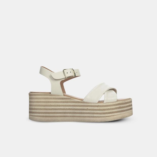 Sandales pour femme en cuir, Blanc