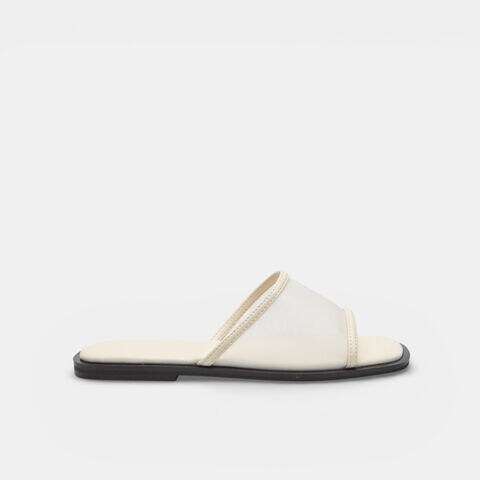 Sandale plate pour femme avec bande en r&eacute;sille Bata, Blanc