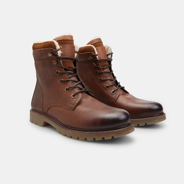Bottine &agrave; lacets pour homme en cuir avec doublure int&eacute;rieure Bata, Marron