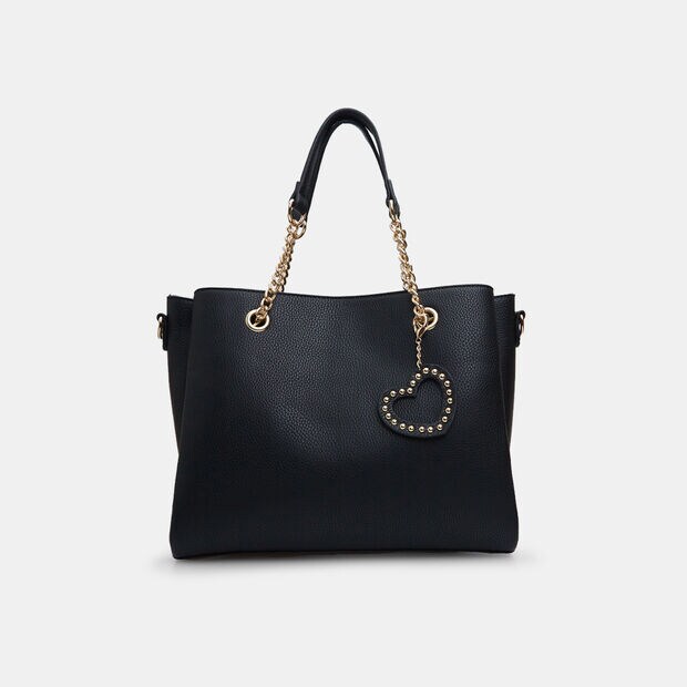 Cabas pour femme avec charm c&oelig;ur, Noir