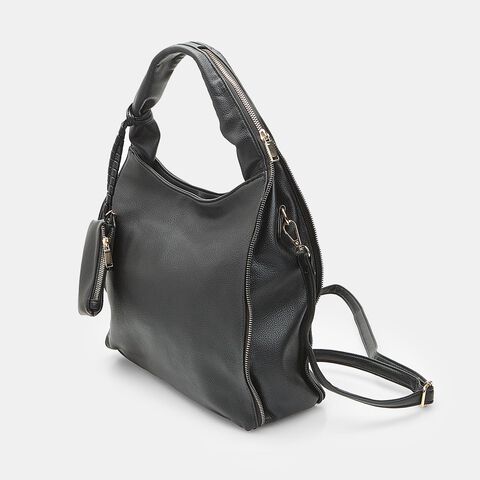 Hobo pour femme avec fermeture &eacute;clair Bata, Noir