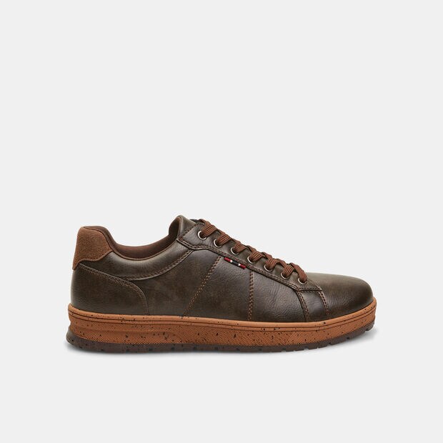 Sneakers pour homme effet cuir, Marron