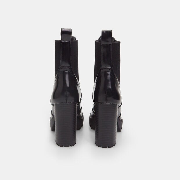 Bottine pour femme &agrave; talon haut et semelle track, Noir