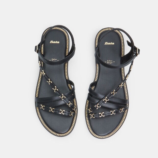 Sandale pour femme avec d&eacute;tail de cha&icirc;ne, 