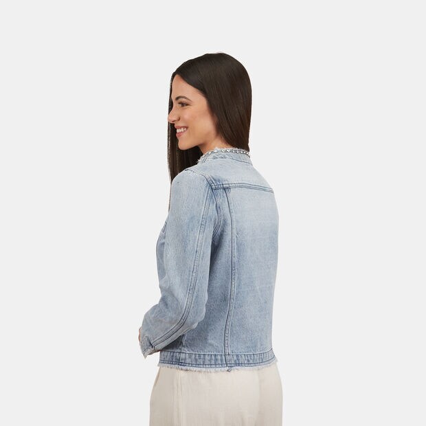 Veste en jean pour femme avec strass , 