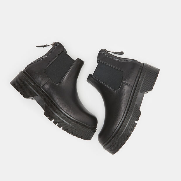 Bottines Chelsea semelles crant&eacute;es et zip, 