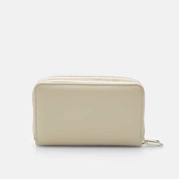 Portefeuille double zip pour femme, Beige