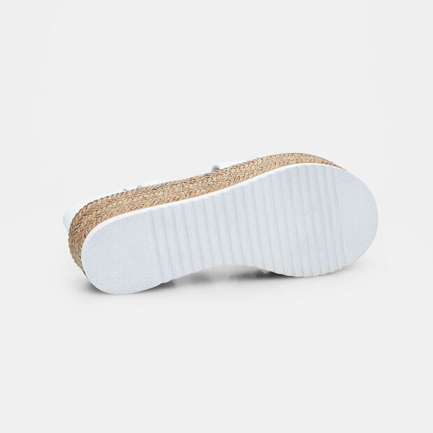 Sandales en cuir avec semelle compens&eacute;e pour femme BATA, Blanc