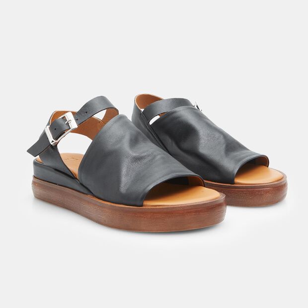 Sandales en cuir pour femme avec talon BATA, Noir