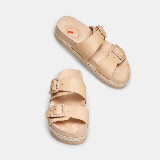 Nu-pieds femme semelles plateforme, Beige