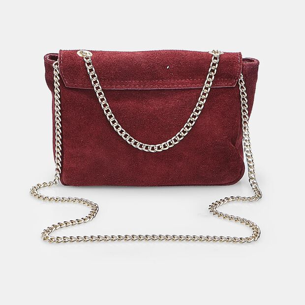 Sac bandouli&egrave;re pour femme en su&egrave;de avec clous Bata, Bordeaux