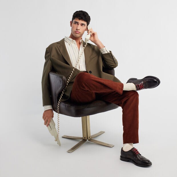 Stringate brogue da uomo in pelle , Marrone