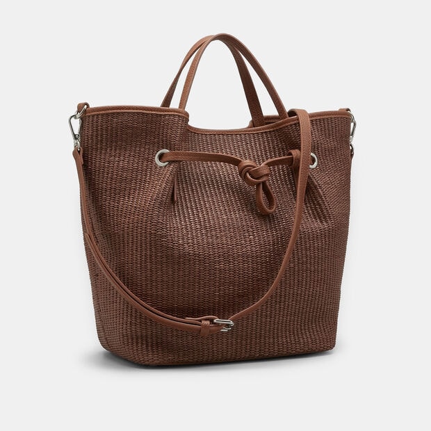 Shopper bag da donna in rafia con tracolla Bata, Marrone