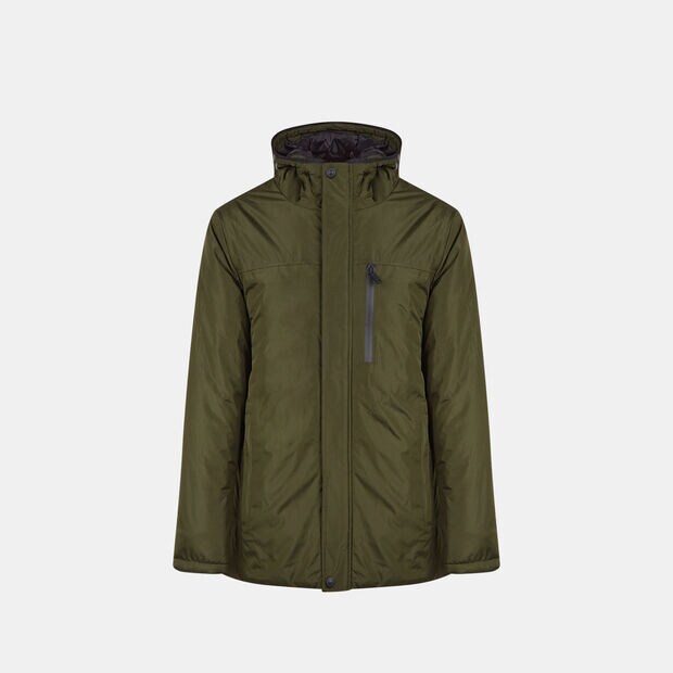 Giacca da uomo imbottita con cappuccio, Verde