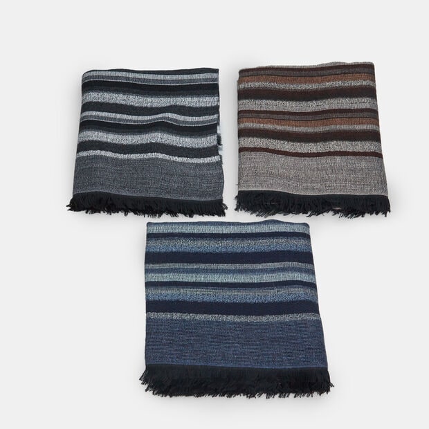 Sciarpa da uomo a righe con frange, Multicolor