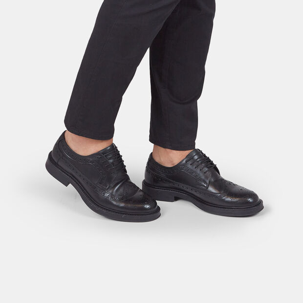 Stringate brogue da uomo in pelle , Nero