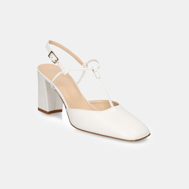 Slingback da donna in pelle, Bianco